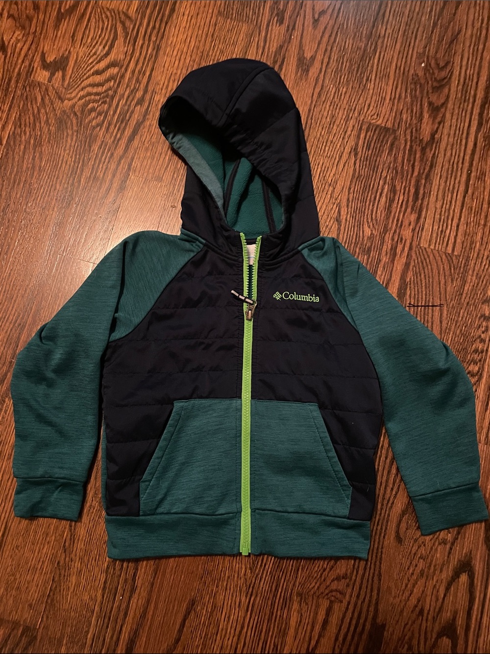 Columbia Navy & Green Kids Hooded Zip Jacket